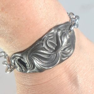 Gothic Patina Art Nouveau Cuff Bracelet Handmade